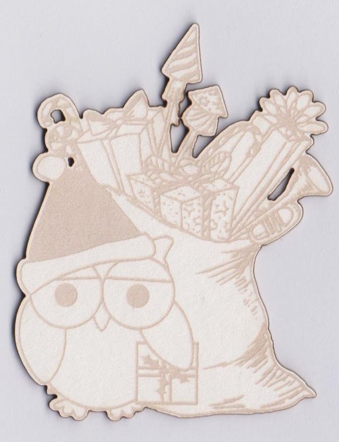 Scrap Collections Chipboard: Owl Christmas - Owl & Present Bag