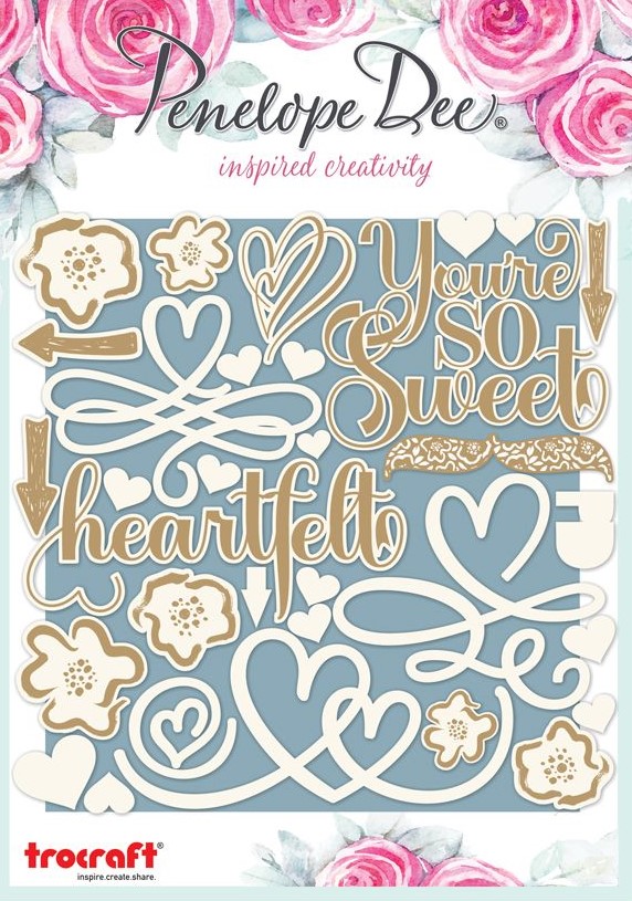 Penelope Dee Chipboard: Gelato Love Heartfelt Elements