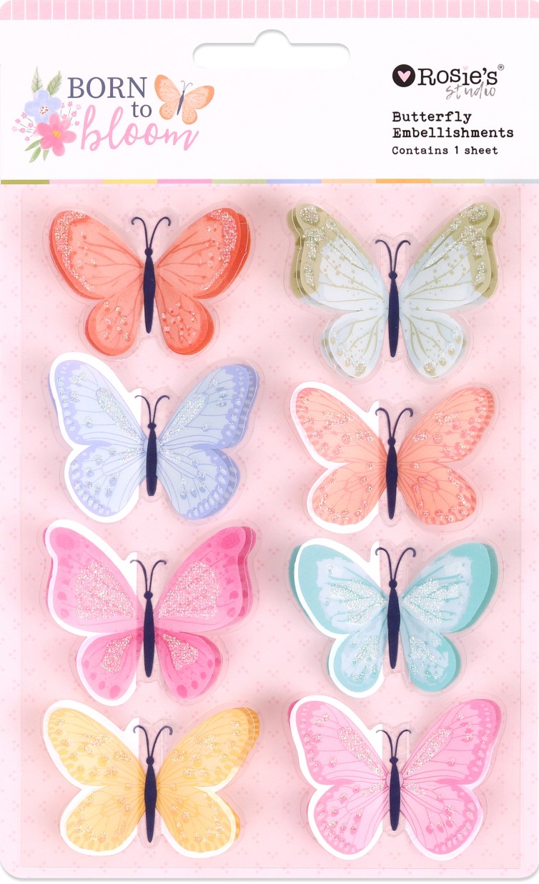 Rosie's Studio Butterfly Embellishments - Born to Bloom