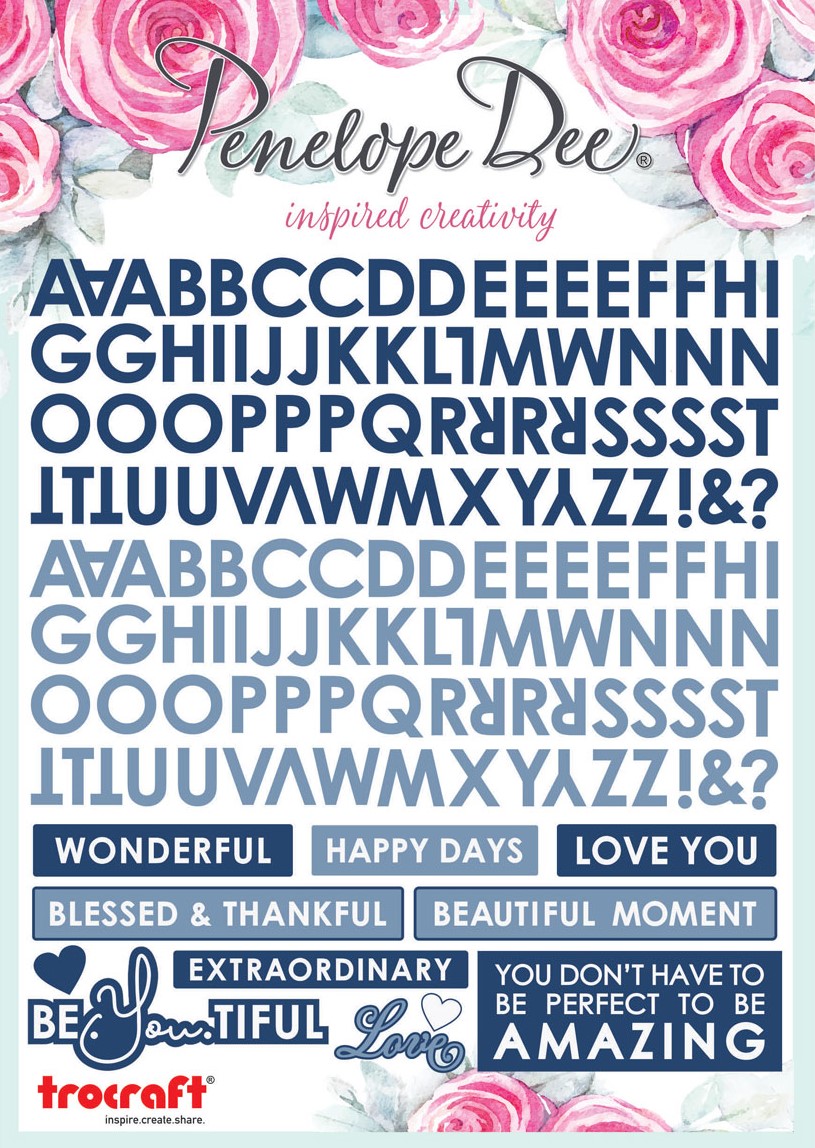 Penelope Dee Alphabet Peel Off Stickers - Blues