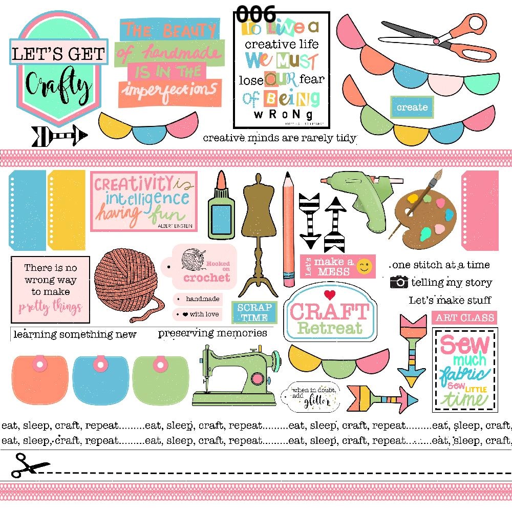 Scrap Collections Let's Craft 12" x 12" Single Sided Paper - 006